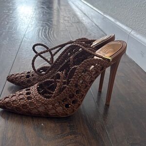 Elegant Brown Woven Heels